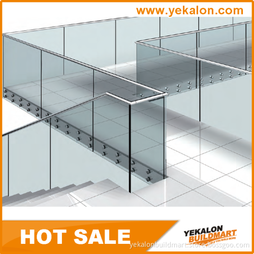 2016 Top Grade Ponit Fixed Stainless Steel Glass Railing with U-Shape Handrail